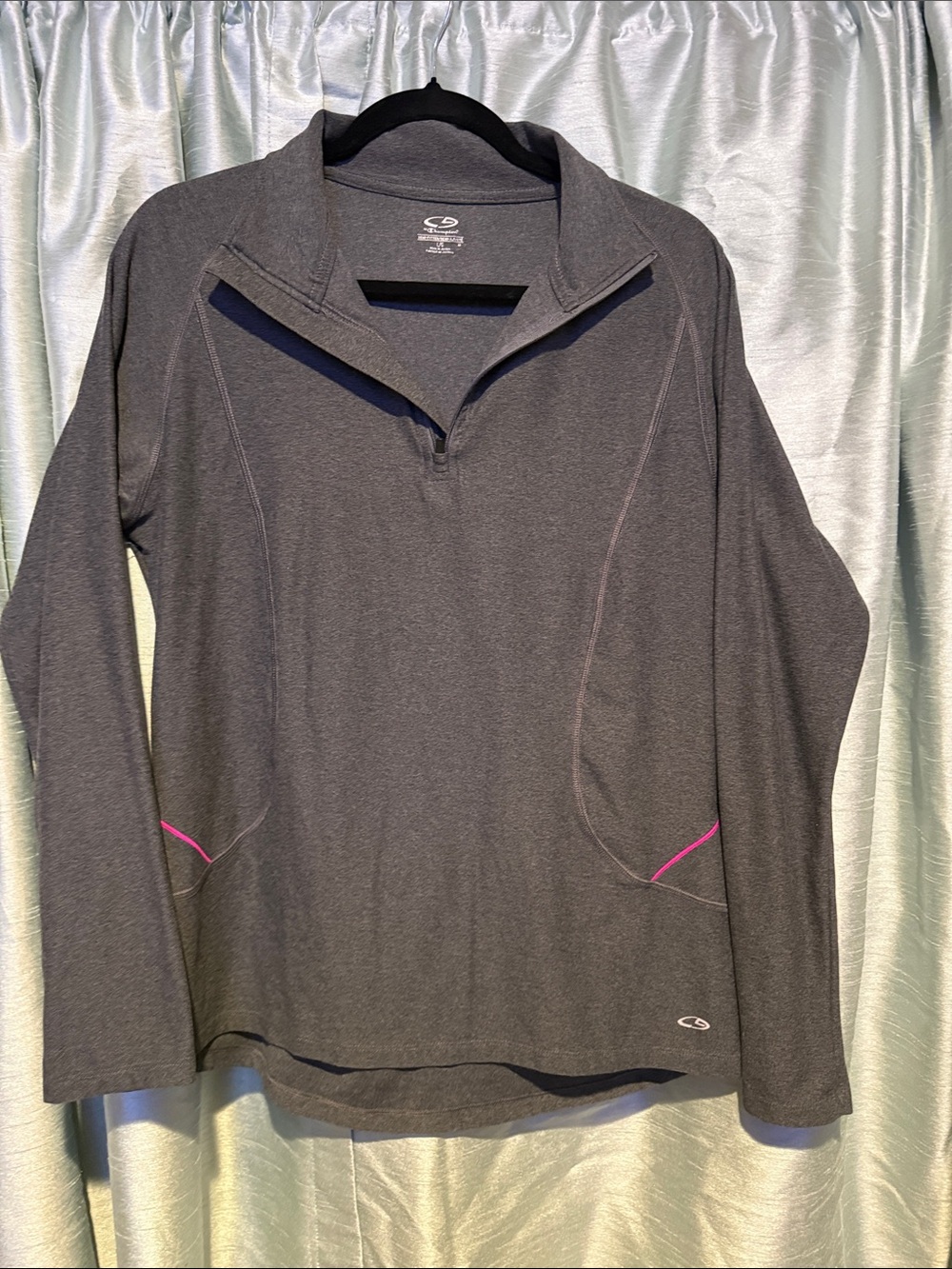 Champion Women's Dark Gray Quarter-Zip Pullover with Pink Accents